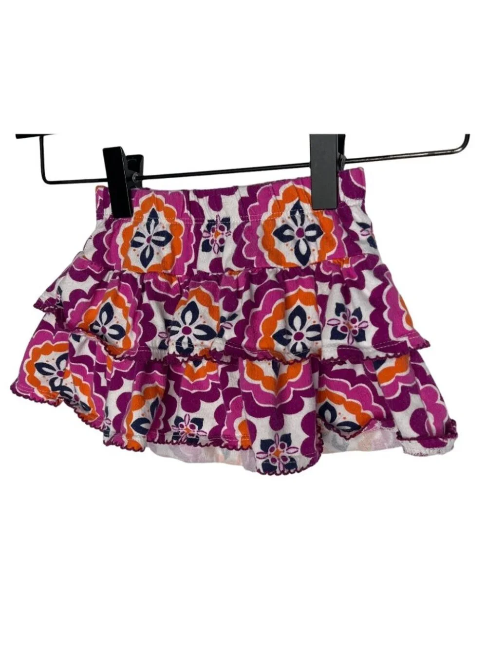 Gymboree Girls 12-18 Months Tiered Ruffle Skirt Purple Pink Boho Floral